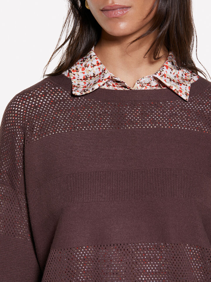 Brown boat neck sweater - women's boat neck sweaters - Dark Brown | Sisley image number 5